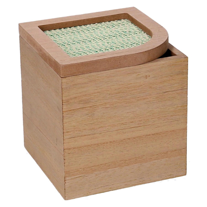 Scatola portathe in legno marrone quadro cm10x10h11