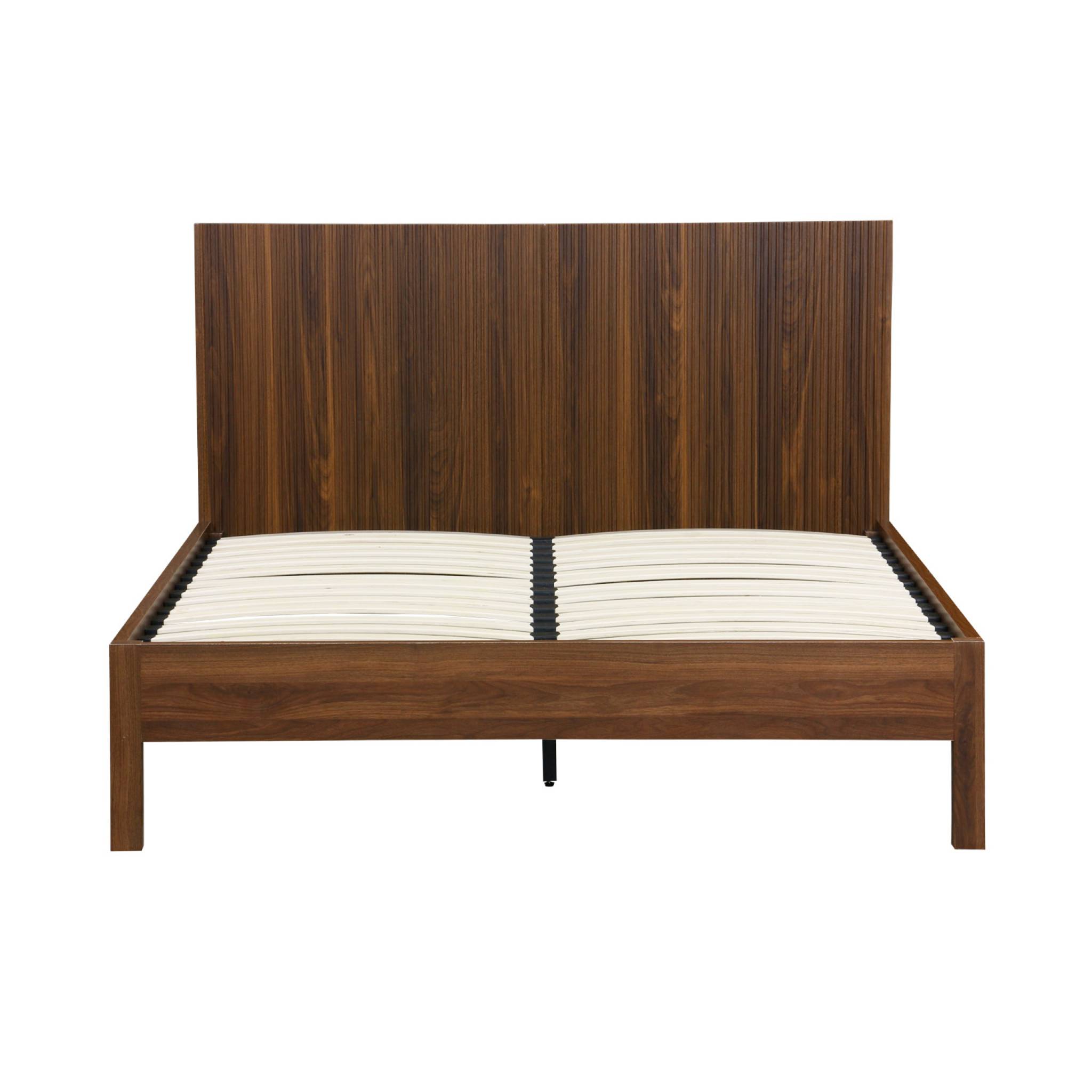 Lit avec sommier à lattes et tête de lit 140x190cm décor bois LINEAR