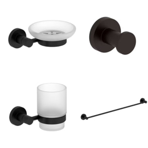 Porte serviette + patère + porte savon + gobelet Eo noir mat