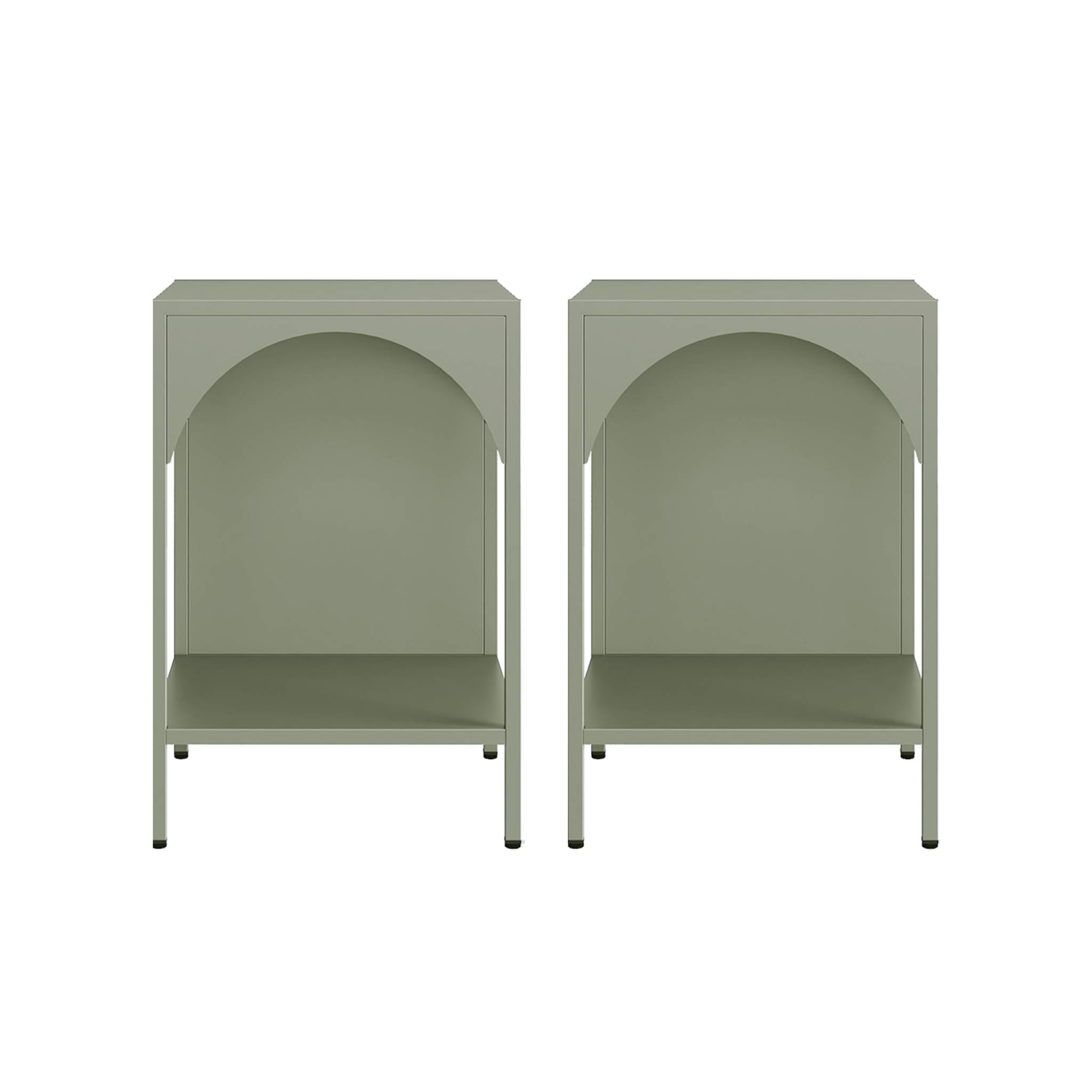 Lot de 2 tables de chevet. tables d'appoint en acier style industriel. vert. L 35 x l 35 x H 51cm