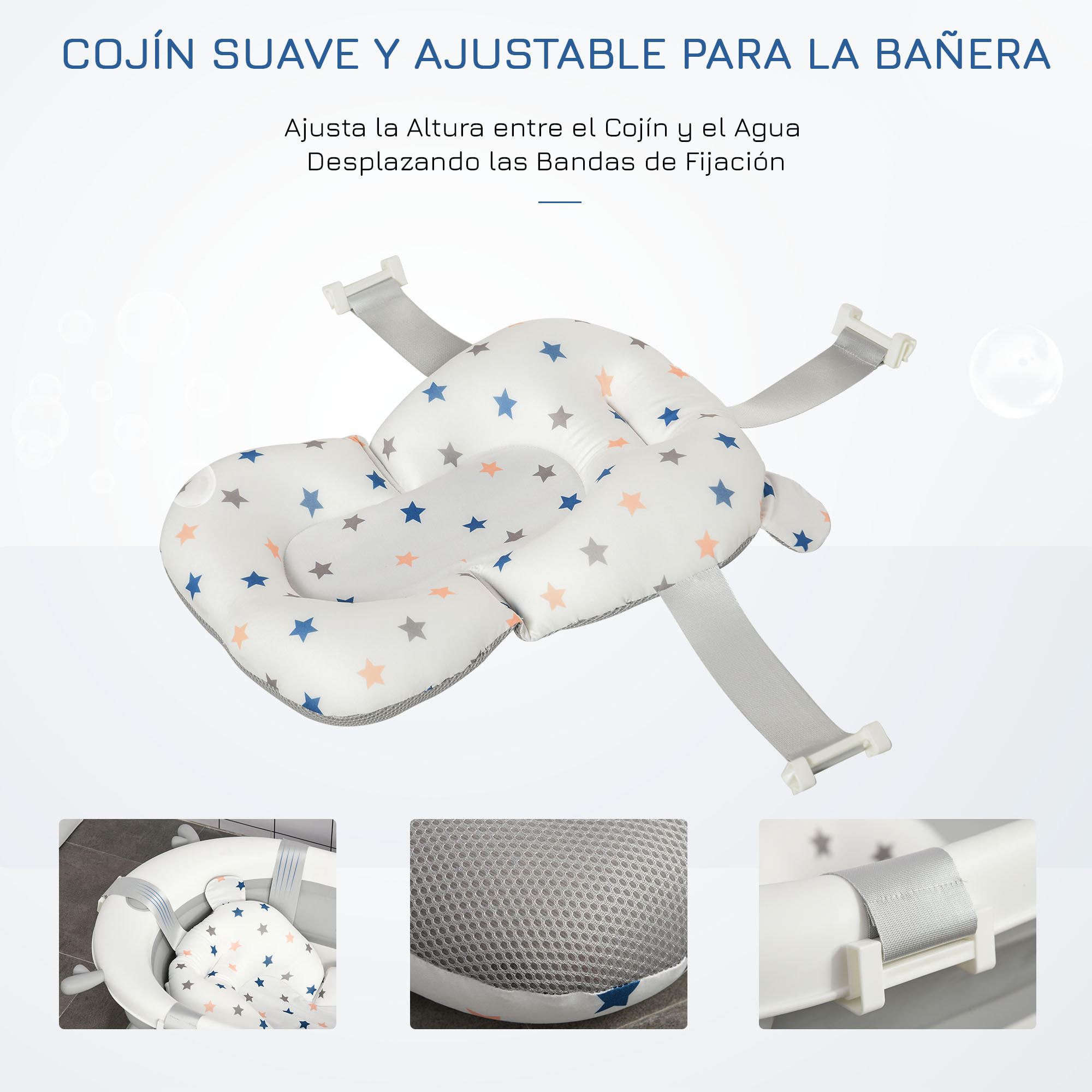 Bañera para Bebé 0-3 Años Plegable 30L Tapón Gris y Blanco