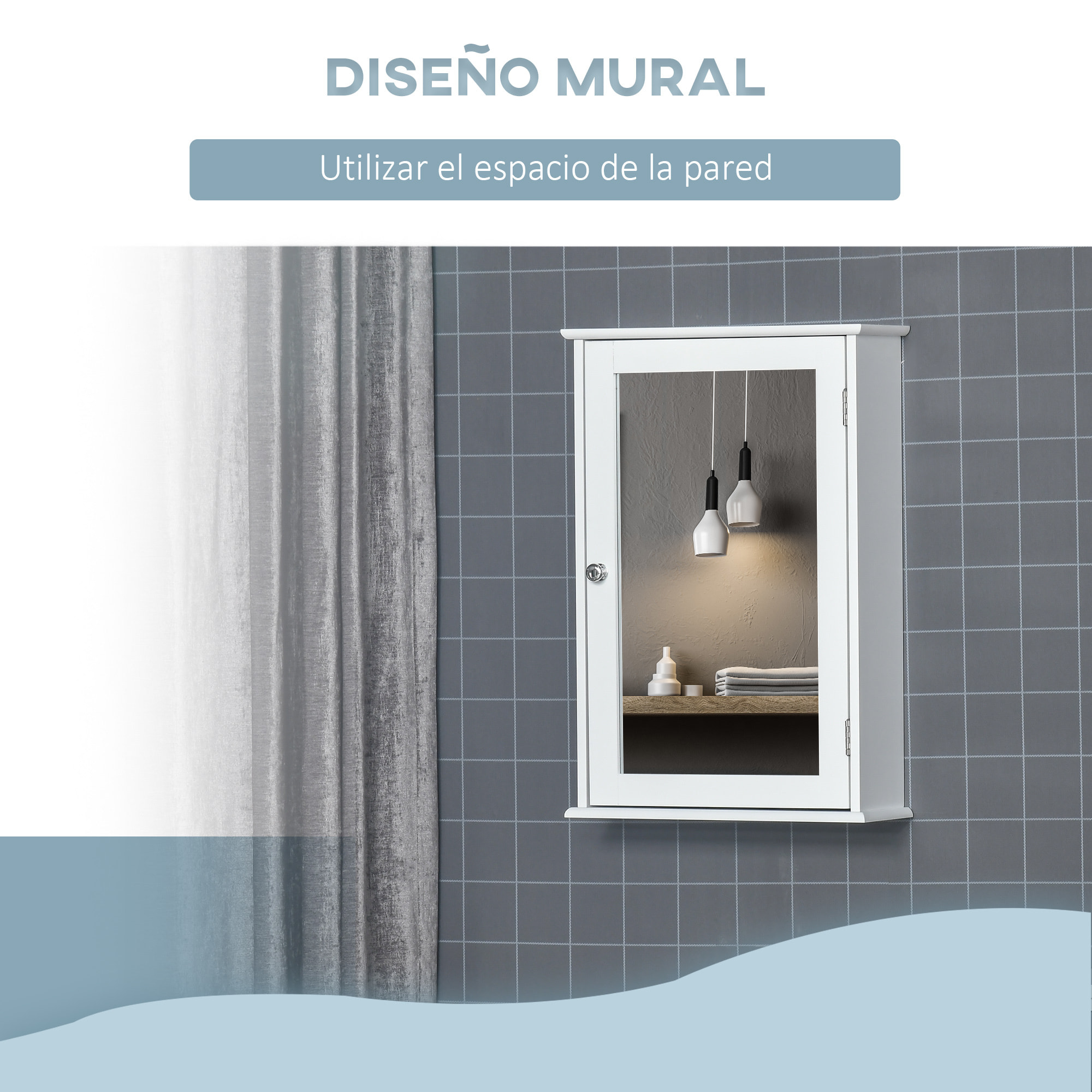 Armario de Baño con Espejo Armario con Espejo para Baño con 1 Estente de Almacenamiento Mueble para Baño Estilo Moderno 41x14x60 cm Blanco