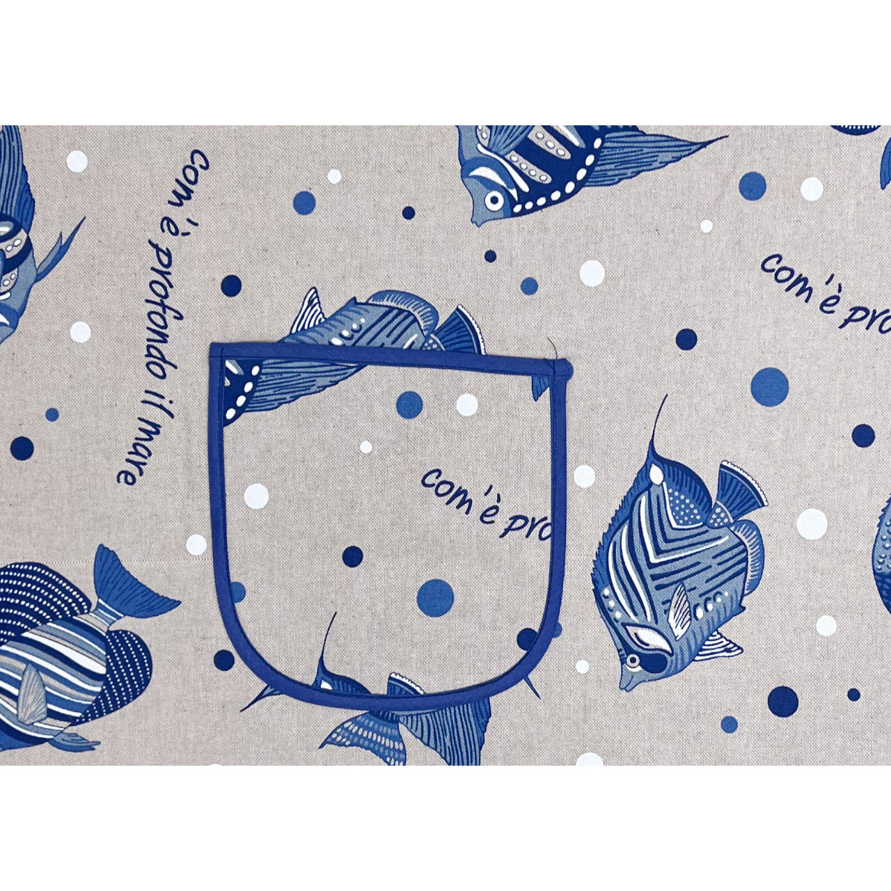 Set 2 Pezzi Grembiule Cucina Con Tasche 100% Cotone Disegno Maldive