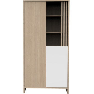 Armoire 2 portes et 1 niche avec claustra en bois décor chêne Suave