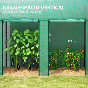 Invernadero de Exterior Invernadero de Jardín con 2 Puertas Enrollables con Cremallera Marco de Acero y Cubierta de PE 140g/m² Anti-UV Impermeable para Plantas Flores 200x100x178 cm Verde