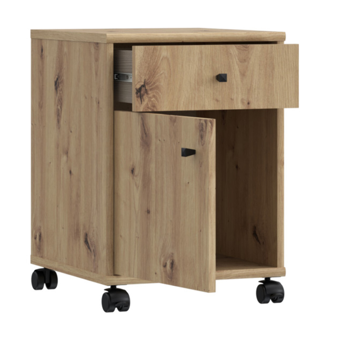 Caisson H. 54 cm avec roulettes et décor chêne artisan - MIA