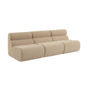 Lot de 3 chauffeuses tissu effet alpaca beige 1 place - L 81 x P 99 x H 75cm - Nova