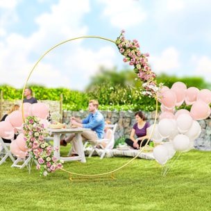 Arco de Jardín de Metal Redondo para Rosas Arco de Boda con Recubrimiento en Polvo Resistente a la Intemperie para Plantas Trepadoras para Decoración Patio Terraza 230x28x234 cm Dorado