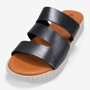 Sandalias con cuña plomo destalonadas