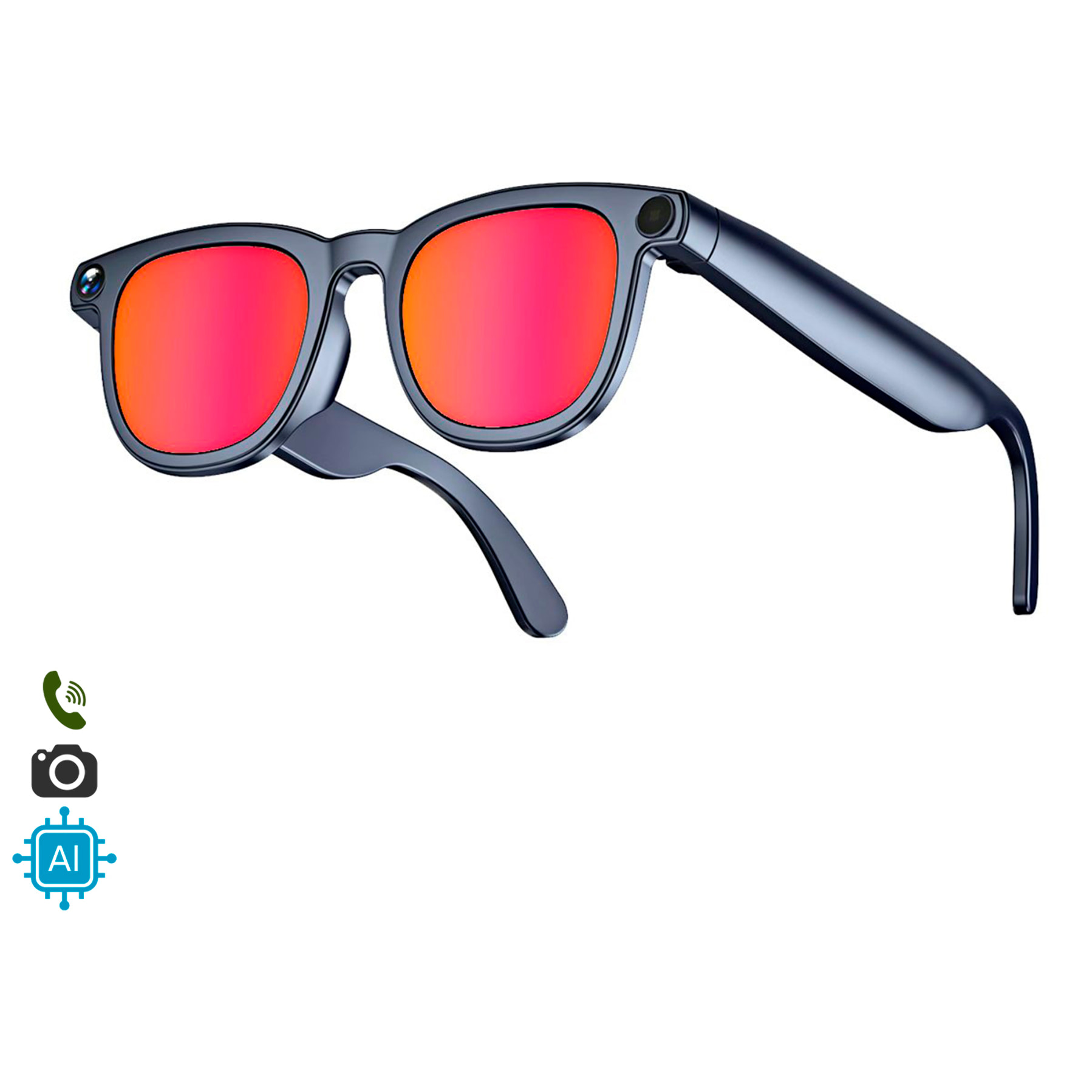 Occhiali intelligenti CY01. Con fotocamera da 8 MPX per foto e video, traduttore AI in tempo reale e controllo della musica/chiamate.