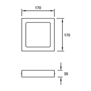 FORLIGHT Plafon Ip23 Easy Square Surface 170Mm Led 10W 3000K Blanco 874Lm