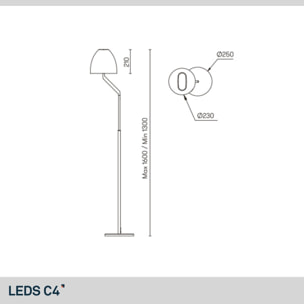Ledsc4 LedsC4 - Lámpara de Pie Flavia para Interiores, Acabado Cromo Opal, Compatible con Bombillas Personalizables, Diseño Moderno y Duradero en Aluminio y Acero