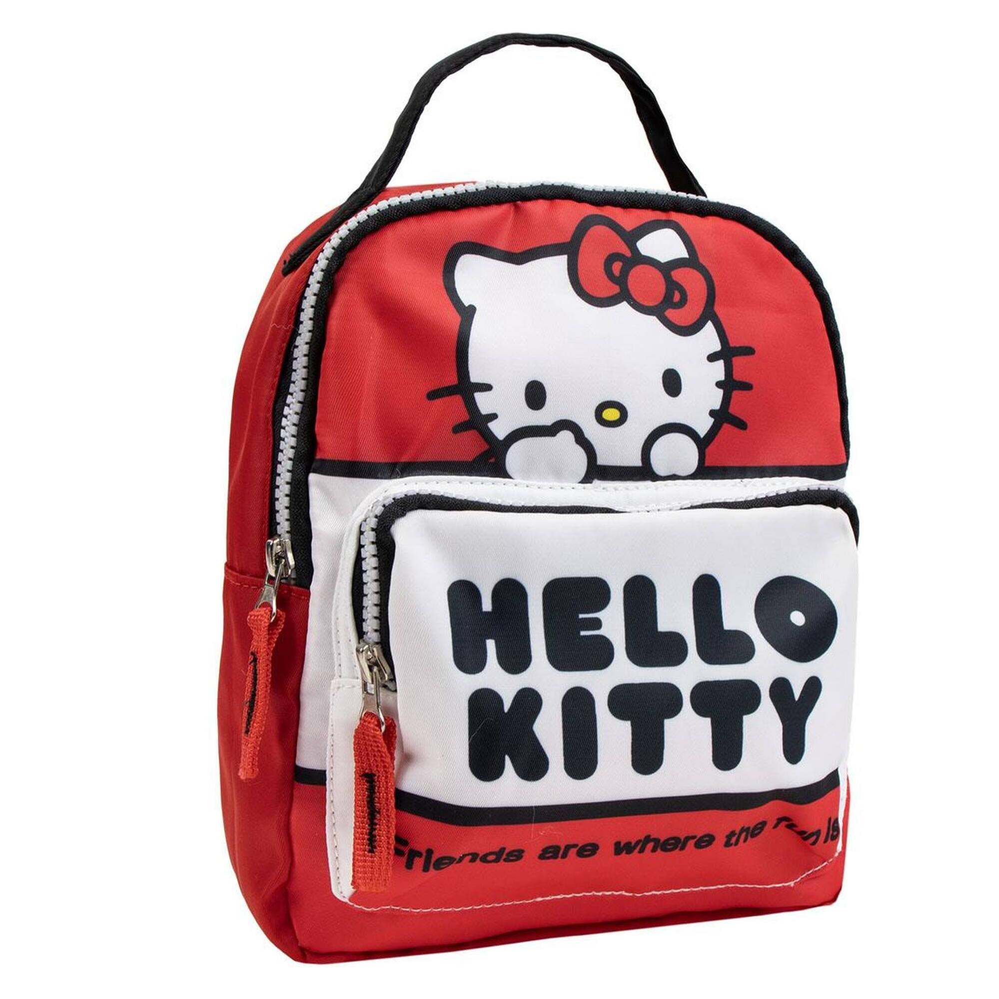 Mochila infantil tiempo libre hello kitty en color rojo, con 2 compartimentos 19x23x8cm