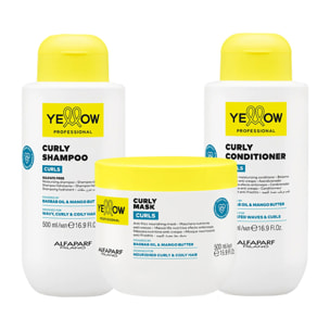 ALFAPARF Yellow Kit Curls Shampoo 500ml + Mask 500ml + Conditioner 500ml