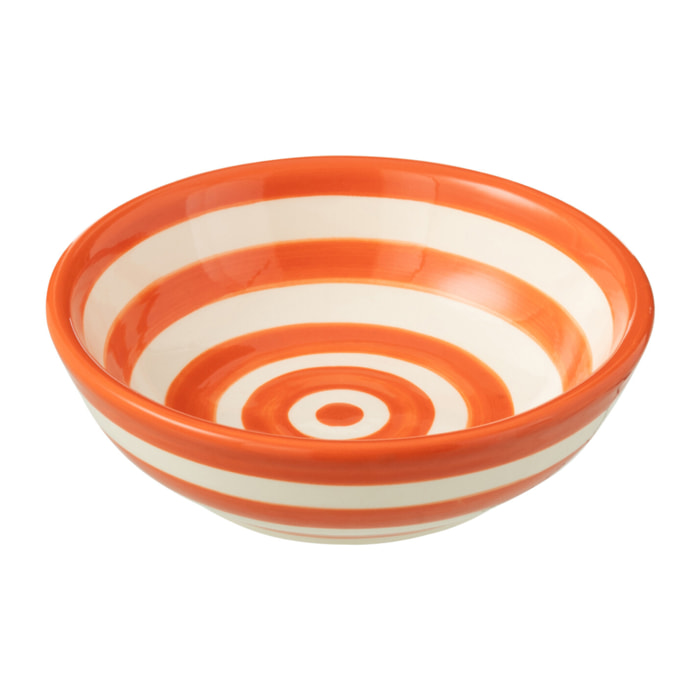 J-Line bol Granada Stripes Low - céramique - blanc/orange - small - Ø 14 cm