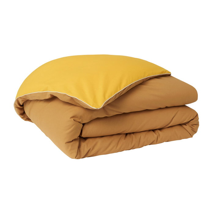 Housse de couette bicolore en coton, BONS JOURS ETINCELLE, Jaune savane / curry