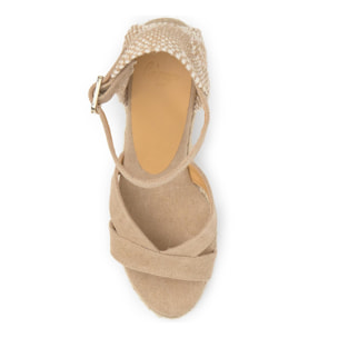 Sandalia cuña Bruna beige mujer 11cm