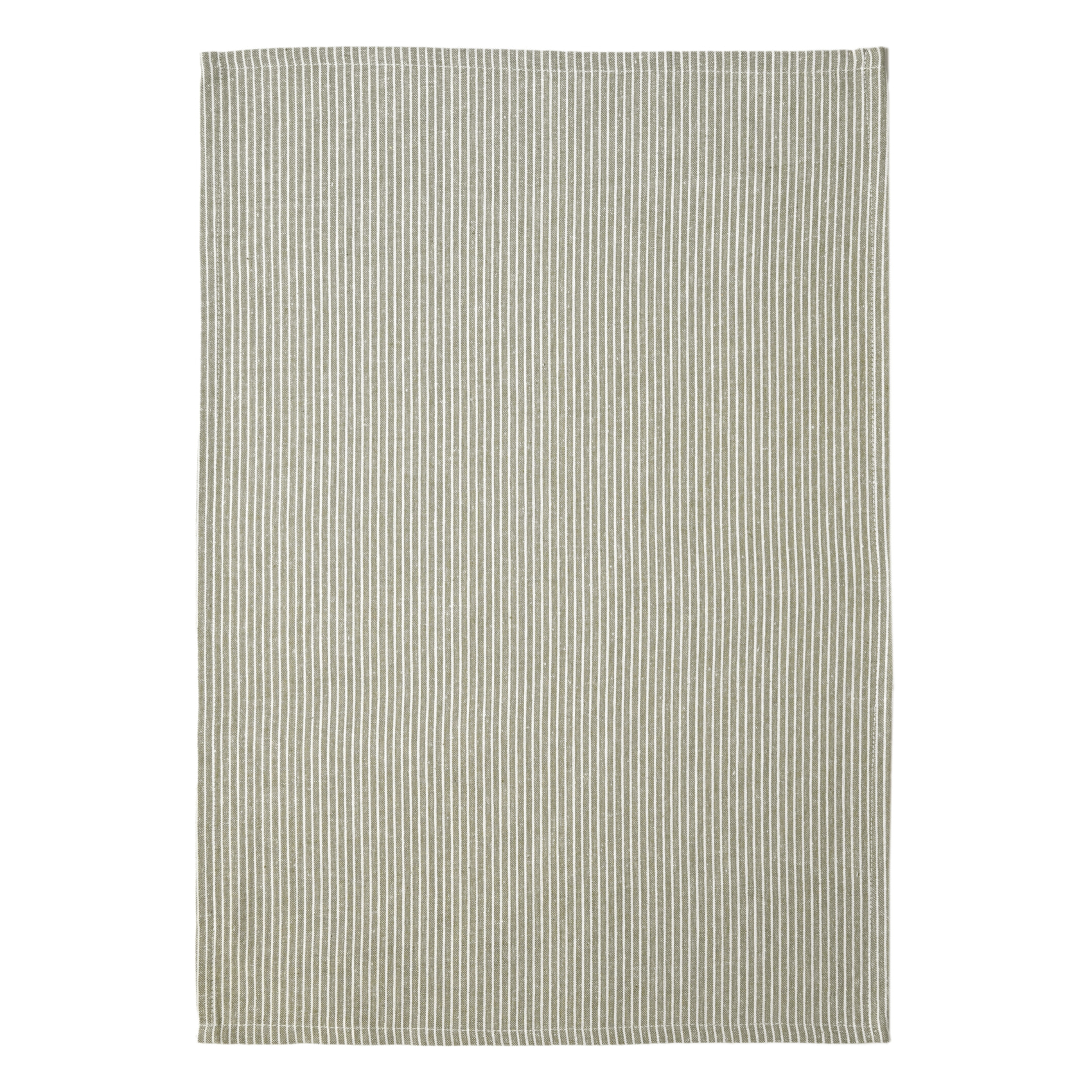 Torchon de cuisine en coton à fines rayures tissées - Kaki