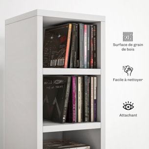 Étagère colonne armoire de rangement CD 12 compartiments 21L x 20l x 175H cm capacité max. 204 CD coloris blanc