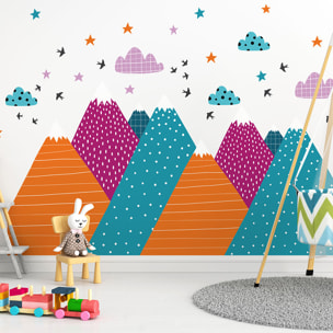 Stickers muraux enfants - Décoration chambre bébé - Autocollant Sticker mural géant enfant montagnes scandinaves NITIKA