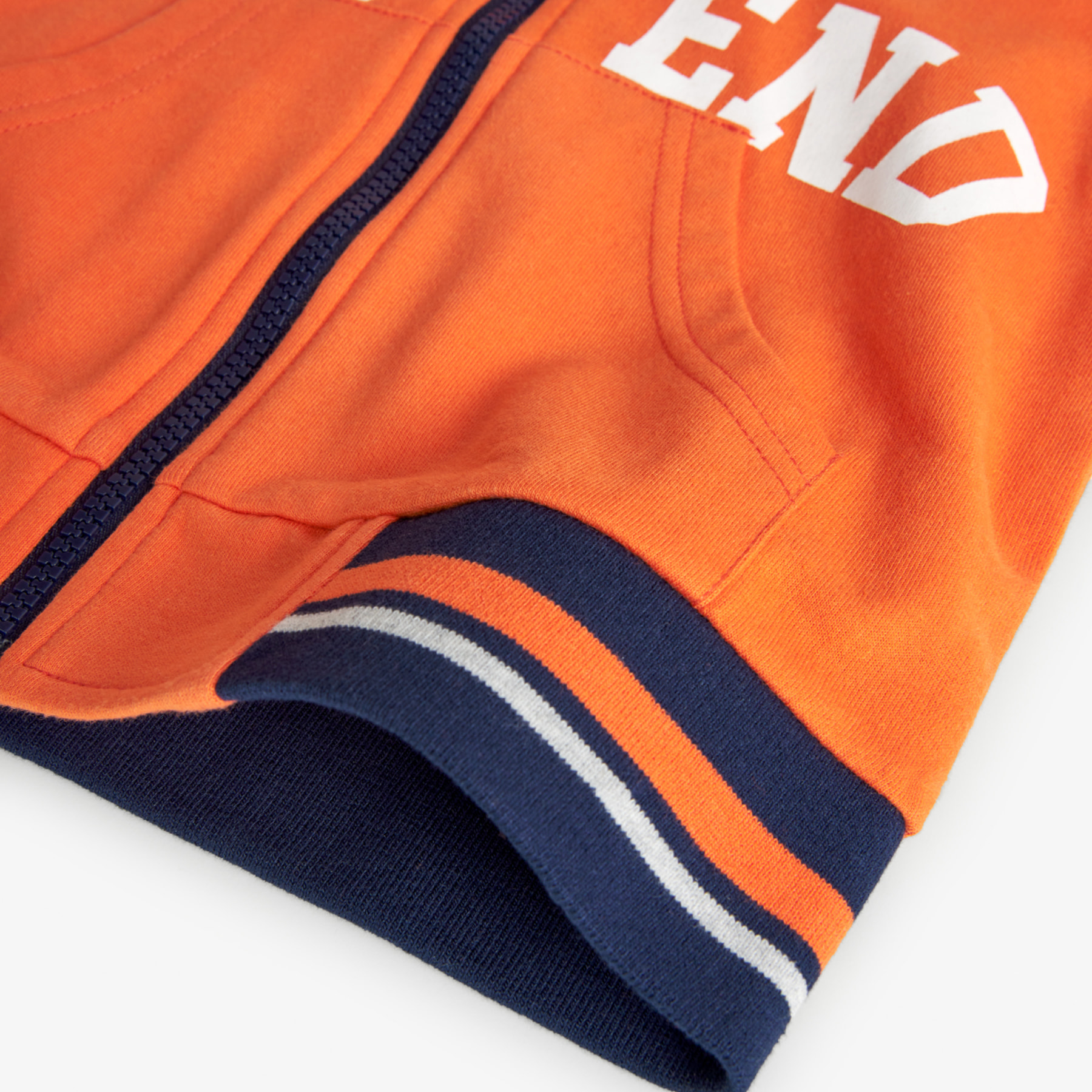 Chaqueta niÃ±o, felpa, estampado, capucha forrada, naranja