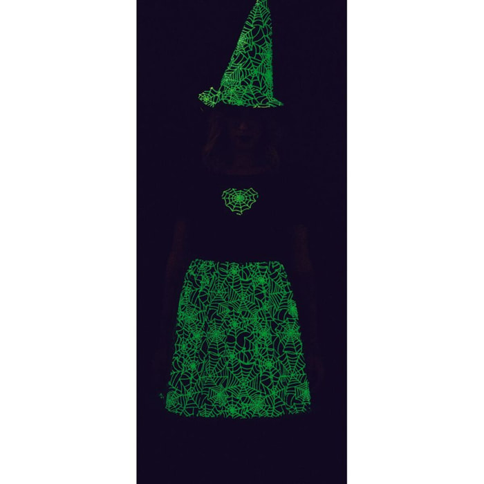 DISFRAZ BRUJA SPIDERWEB GLOW IN DARK AD