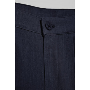 Pantaloncini Soller blu marino in lino e cotone con dettaglio Polo Club