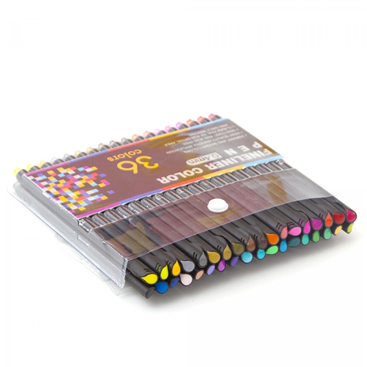 Set 36 Rotuladores COLOR FINELINER profesional punta fina 0,4 mms. Colores definidos y brillantes para delinear, ilustraciones, mandala…