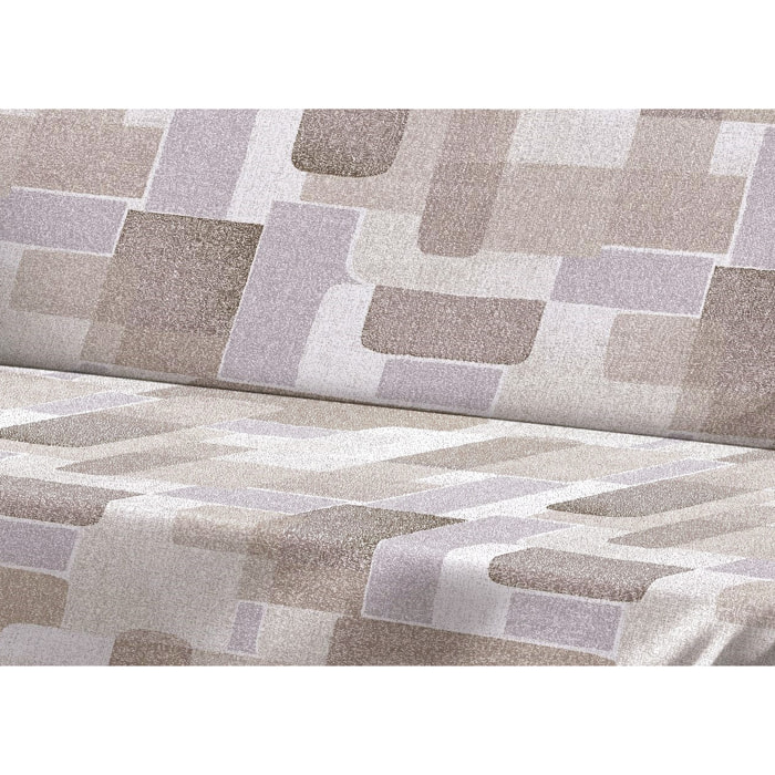 Telo Arredo Copritutto Grand Foulard Copridivano Copriletto 100% Cotone Disegno Brick Beige
