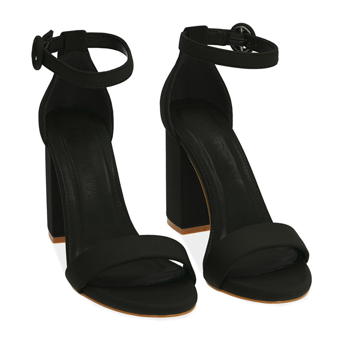 Sandalia lycra negra, tacón 9 cm