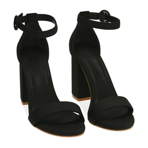 Sandalia lycra negra, tacón 9 cm