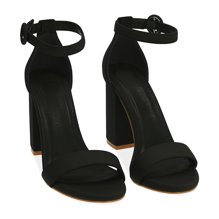 Sandalia lycra negra, tacón 9 cm