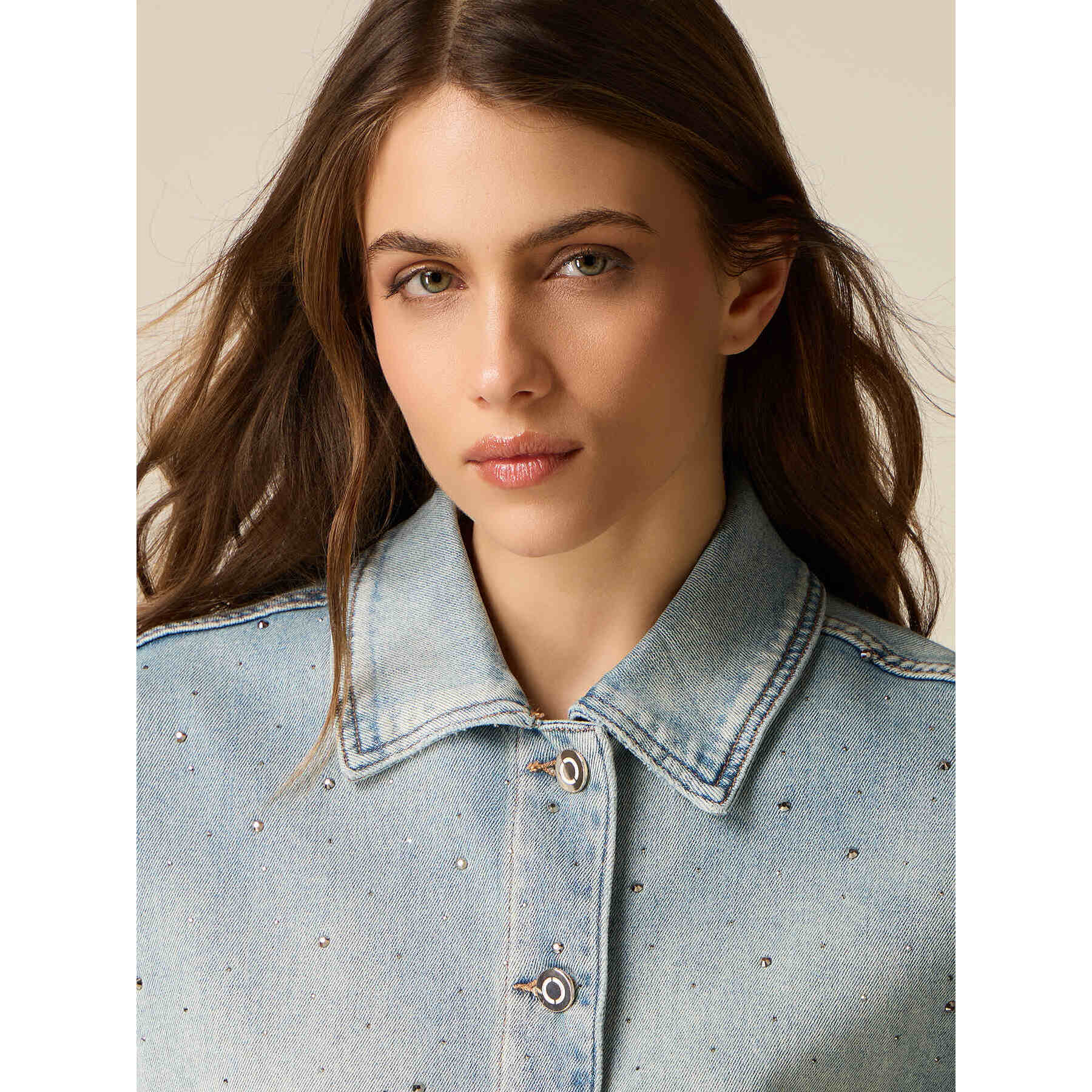Oltre - Chaqueta de denim con cristales - Light - blue