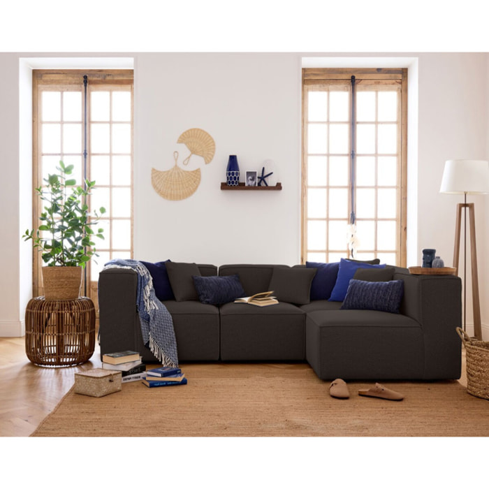 Arty - module d'assise gauche - en tissu mailles 3D - Gris foncé