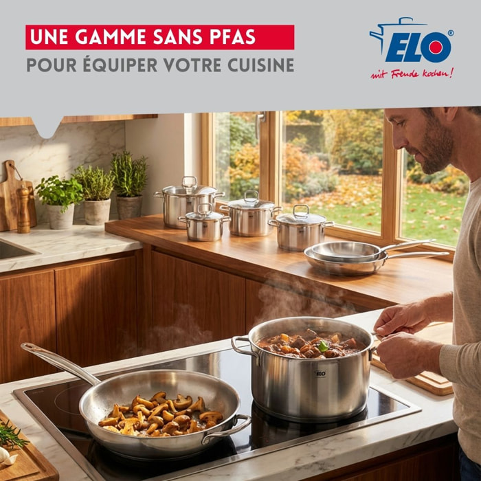 Set de 1 Poêle de cuisson 32 cm et 4 faitouts Elo Profi Citrin