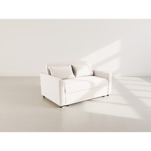 Ernest - Canapé droit 2 places convertible en velours côtelé - Beige