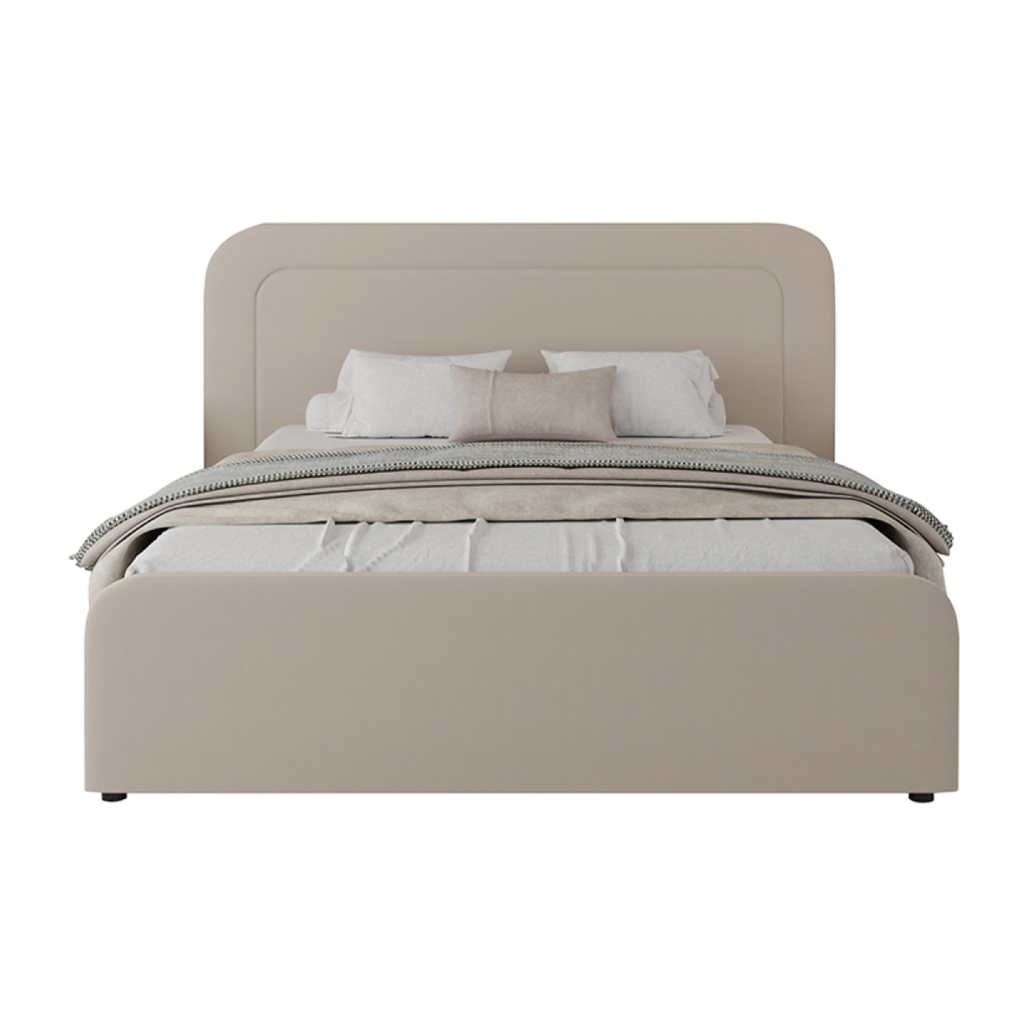 Lit avec coffre de rangement 160x200cm en velours beige SEDONA