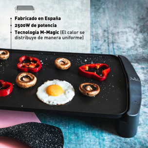 Plancha de cocina eléctrica JATA GR555A de 46 x 28 cm. Antiadherente. Resistencia patentada. Fabricada en España