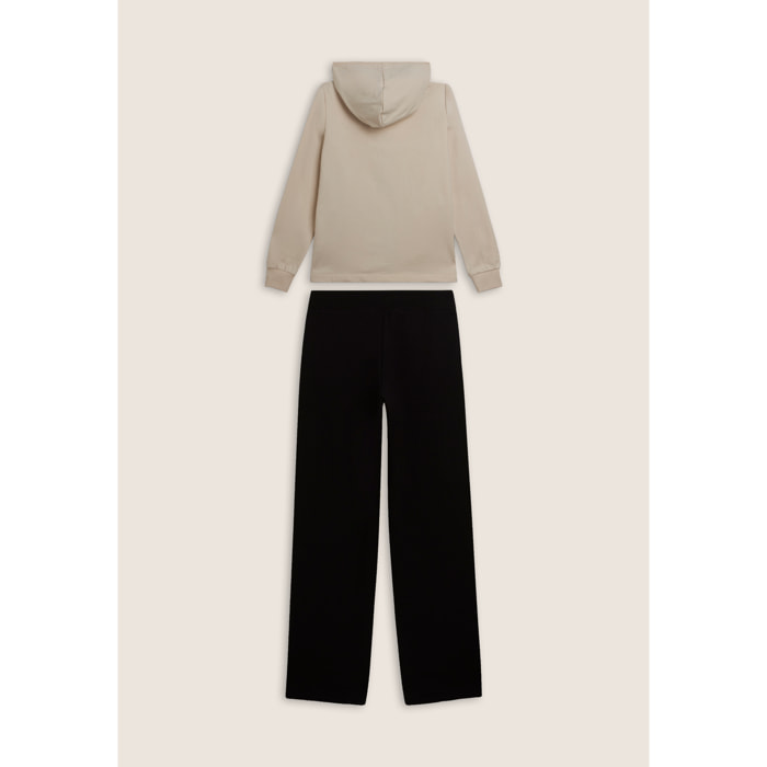 Tuta con interno cappuccio animalier e spacchi laterali