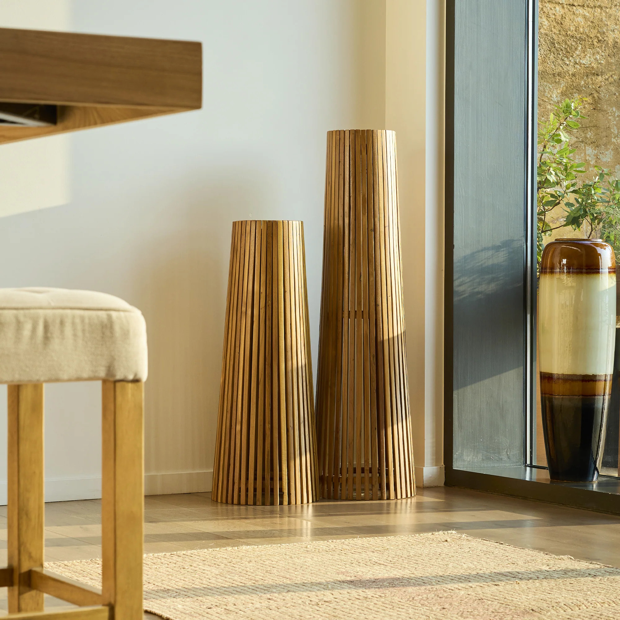 Lampadaire solaire bois TECKA H90CM