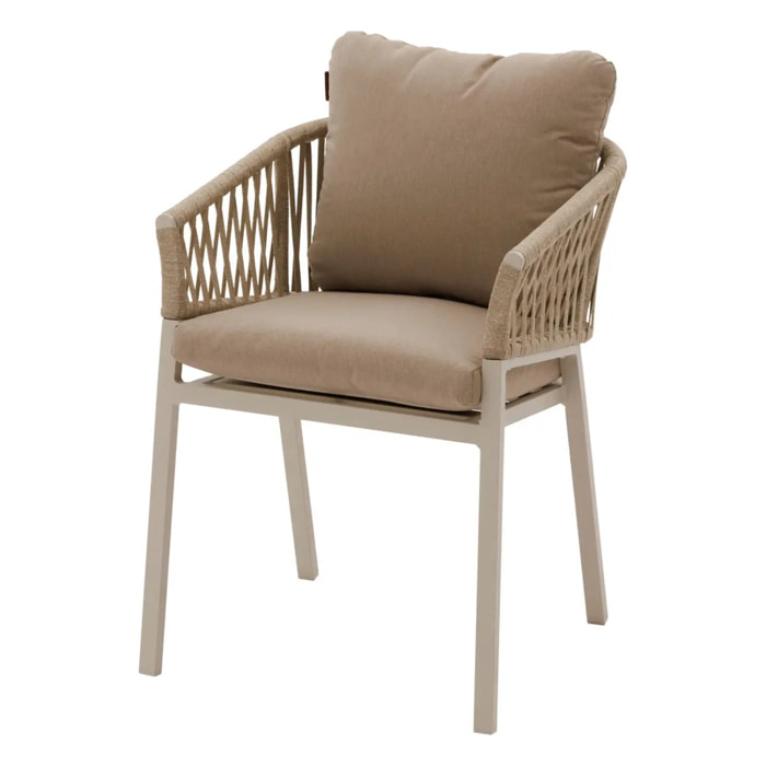 Lot de 2 fauteuils de jardin "Oriengo" beige & argile aluminium mailles tressées et polyester