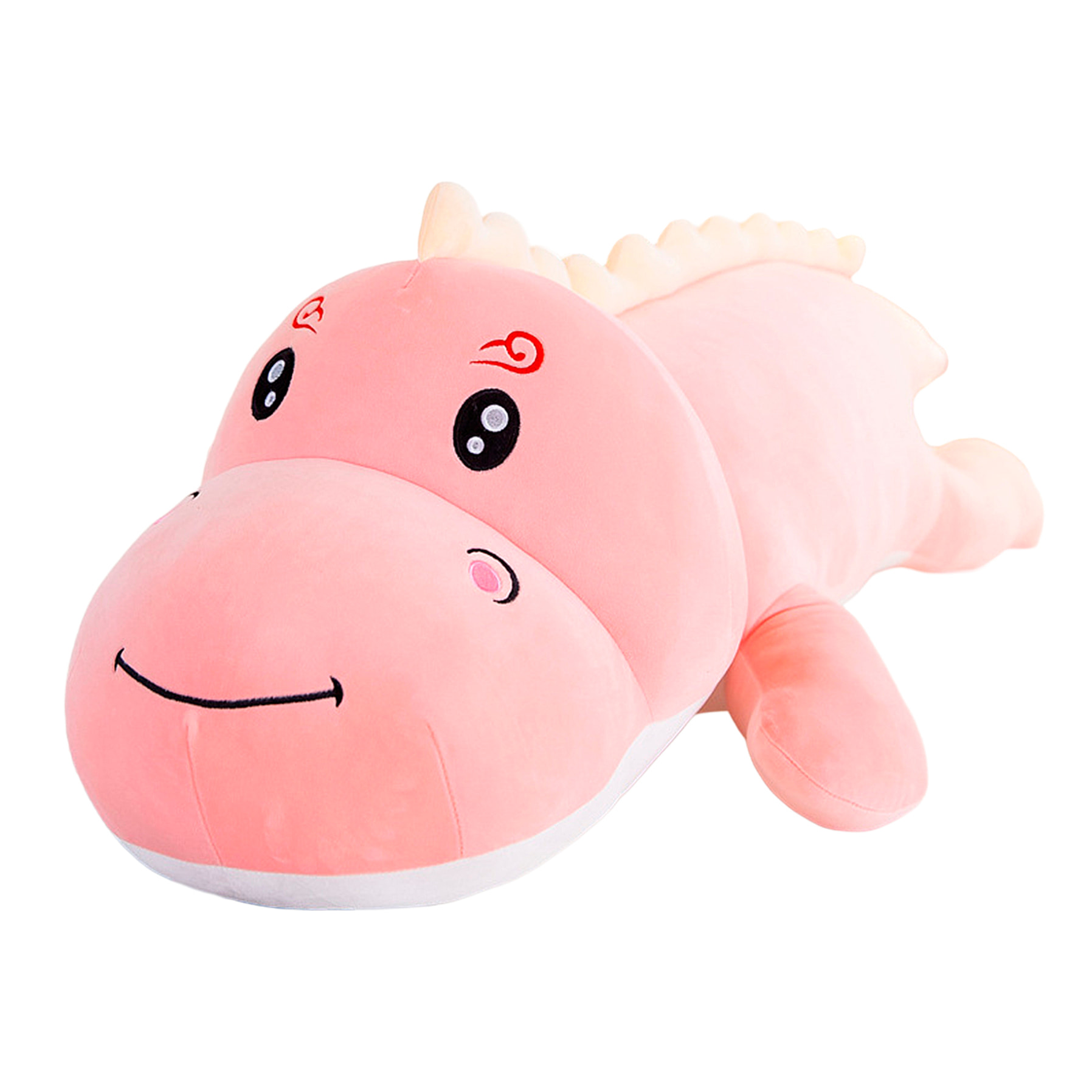 Cuscino extra soffice e morbido design dinosauro rosa. 80 cm.