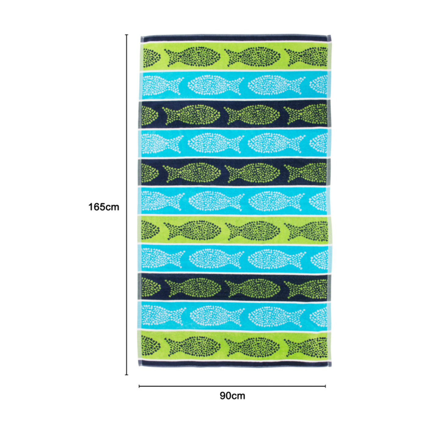 Telo Mare Spugna Jacquard Spiaggia Disegno Fish Pois