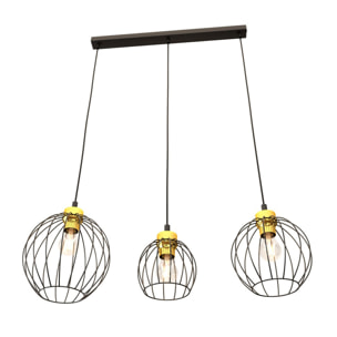 Lampada a sospensione NANDO in acciaio nero e oro
