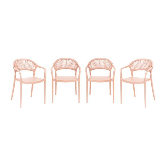 Chaise de jardin empilable avec effet corde (lot de 4) JOVIA