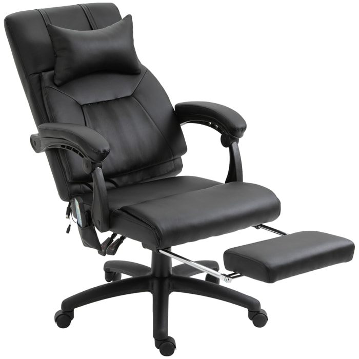Fauteuil de bureau manager massant hauteur réglable dossier inclinable repose-pied + appui-tête 68 x 79 x 104-112 cm noir