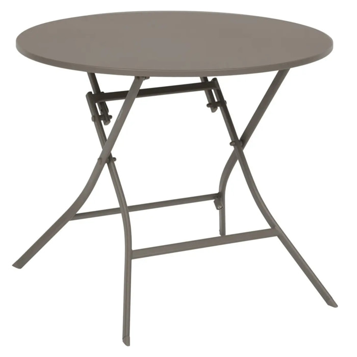 Table de jardin pliante ronde "Greensboro" café 4 places en acier