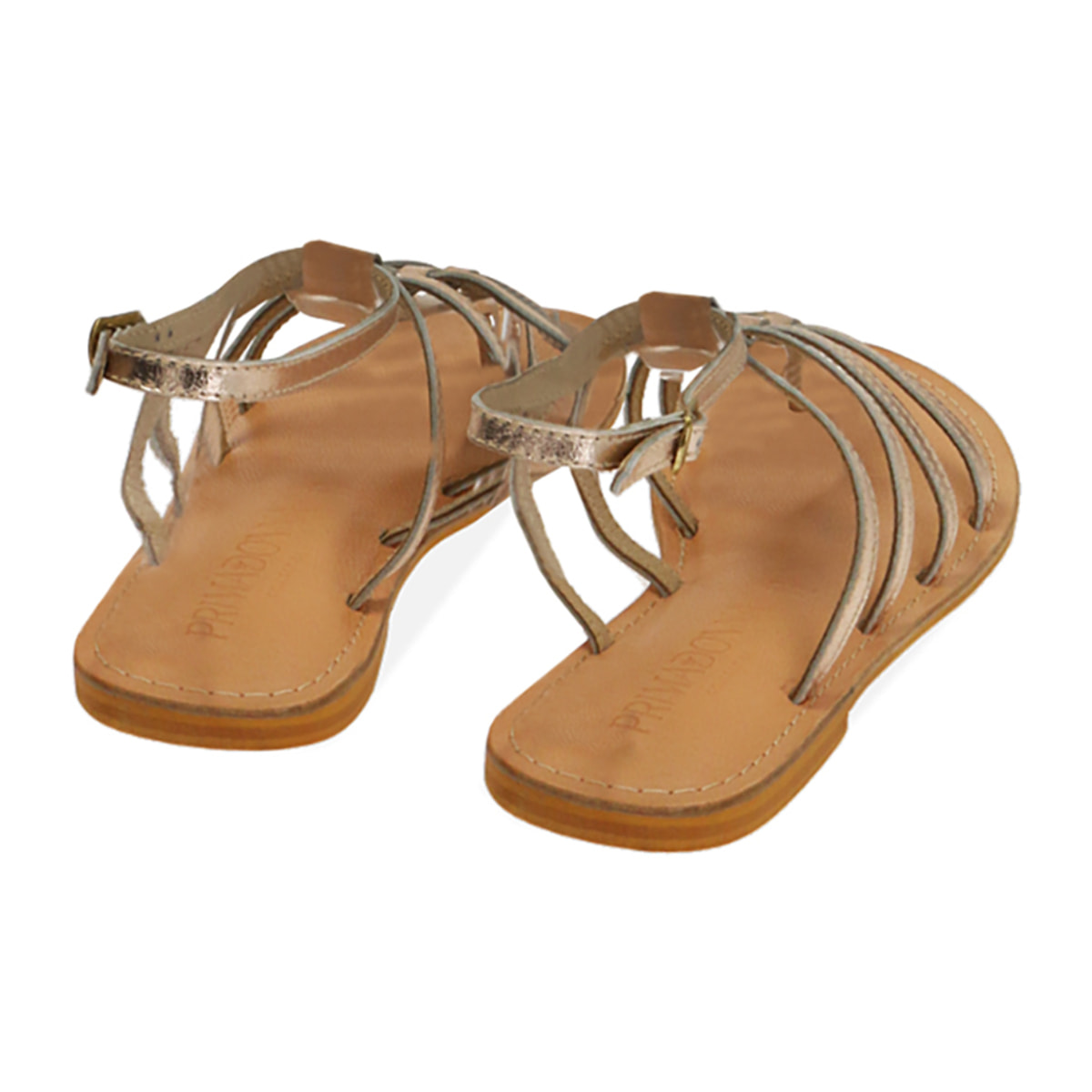 Sandali flat in pelle oro