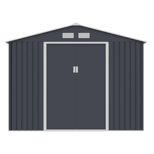 Abri de jardin métal anthracite 4,83 m² + kit d'ancrage