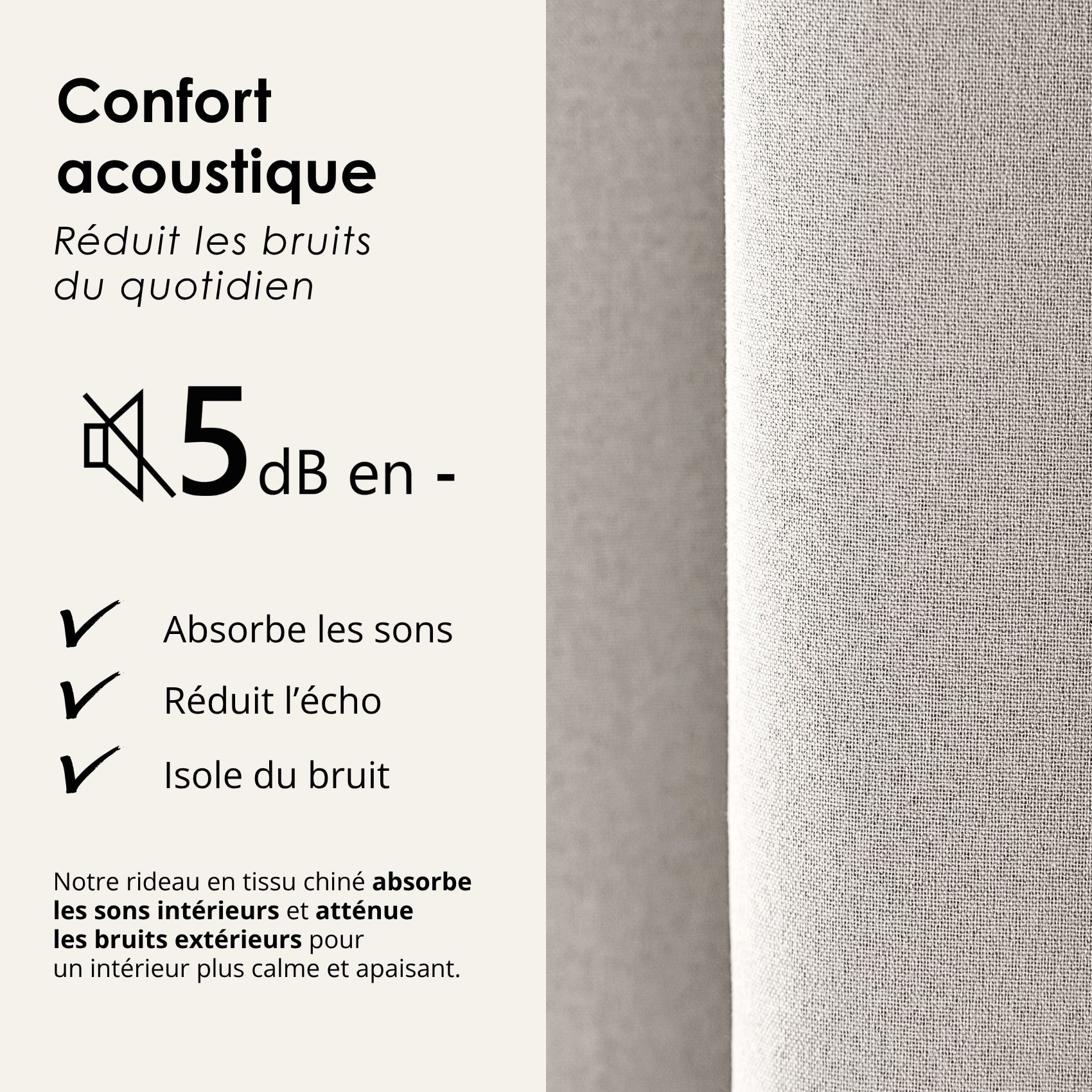 Rideau 100% occultant double face galon fronceur MIDNIGHT - Ivoire